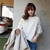 七分丈袖レース ホワイトTシャツ M